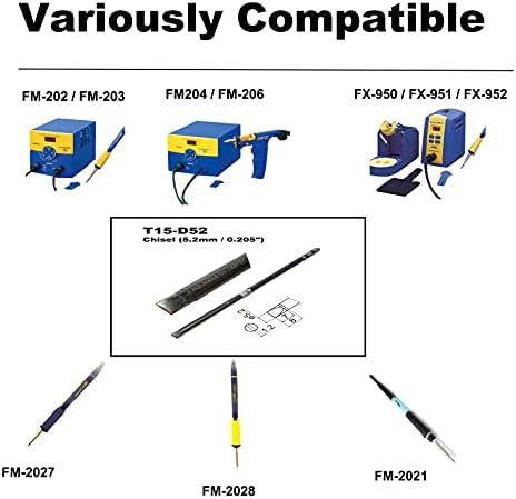T15-D52 Chisel Screwpriver 5.2mm Совет за лемење за FX-9501 FM-2028 FM-2027 FM-2021 FX-950 FX-951 FX-952 FM-202 FM-203 FM-204