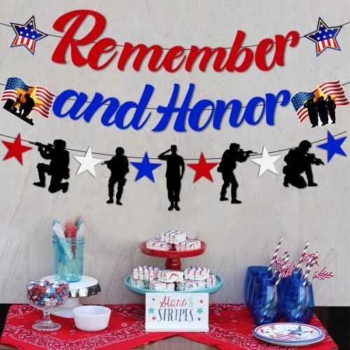 Меморијален Ден Банер, НЕ-САМ Блескави Декорации На Меморијалниот Ден Се Сеќавам И Чест Банер, Меморијален Ден Партија Обезбедува Патриотски