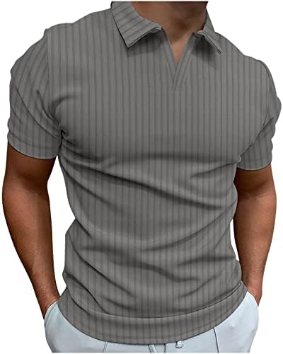 Голф Поло кошули за мажи со долги ракави гроздобер лента со ленти за лежење на лежење на врвови со лаптоп со патент спортови пуловер
