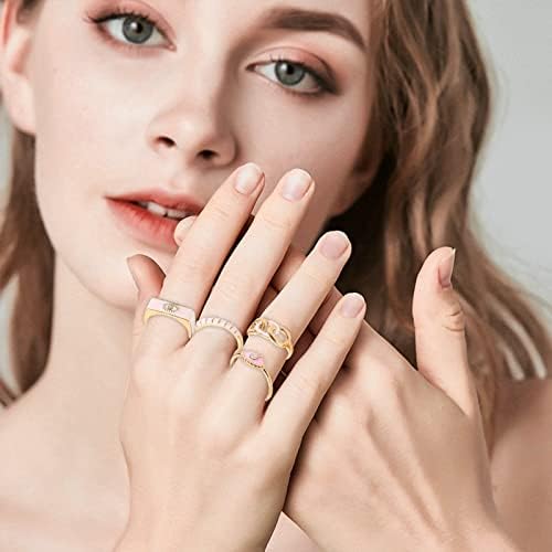 2023 Ново розово капнување масло дијамантски заштитени очила прстен 7 парчиња ланец на серпентина со приврзоци за прстени за прстени за момчиња