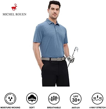 Менс голф кошула влага за губење на суво вклопување спорт спорт со кратки ракави шарени голф -маици за мажи