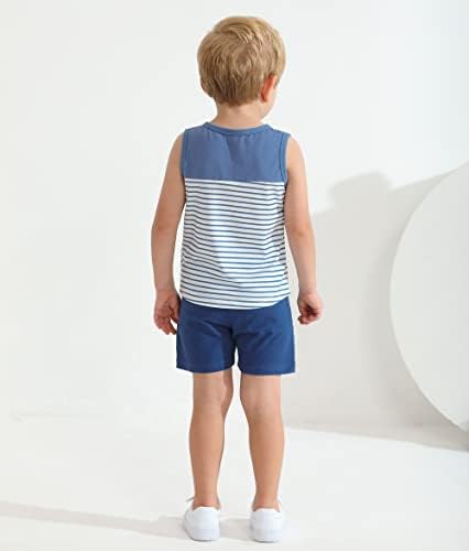 Облека за момчиња за деца бебе летна облека со ленти со шари на маица + цврсти шорцеви 2 парчиња сет за облека