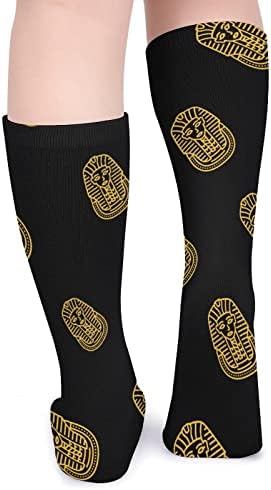 Weedkeycat египетски фараон дебели чорапи новини смешни печатени графички лежерни топло средно цевки чорапи за зима