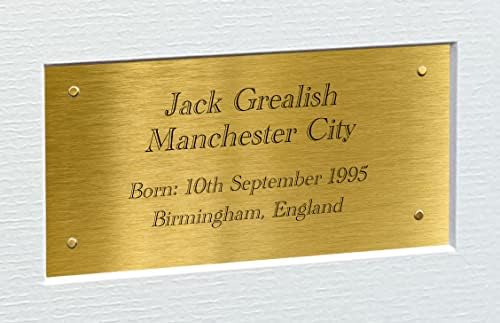 12х8 А4 Џек Греалиш Манчестер Сити Тројно Потпишан Фотографија Фотографија Рамка За Слика Фудбал Фудбалски Постер Подарок Злато