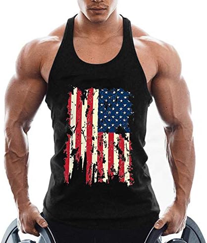 Cuifutang мажи резервоарот врвот на американското знаме фитнес бодибилдинг памучна салата врвови на врвот на резервоарот за мускули на врвот y назад