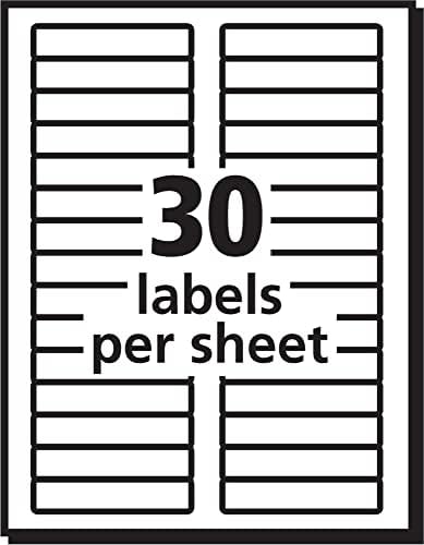 Етикети на папката со датотеки од Ејвори, 2/3 x 3-7/16, 1500 етикети, трајно лепило, бело