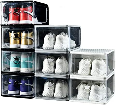 Кутии За Складирање Чевли WOQLIBE, 9 Пакети Надградени, Проѕирни Пластични Кутии За Чевли Со Капаци, Се Вклопуваат Максимално