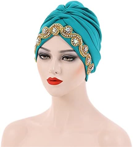SawQf Мода рачно изработена монистра хиџаб капа капа свадба турбан жени плетенка за глава дами глави за обвивки за жени за жени