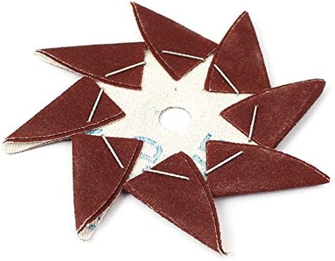 X-Dree 4 Pinwheel во облик на 120 решетки абразивни шкуркани листови темно кафеава (4 '' Molinillo en forma de papel de lija abrasivo de Grano
