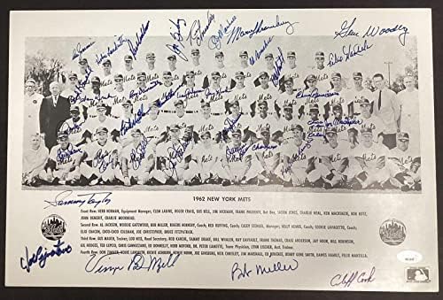1962 Teamујорк Метс Тим потпиша фотографија 11x17 Бејзбол 35Sig Ashburn Zimmer Neal Auto JSA - Автограмски бејзбол