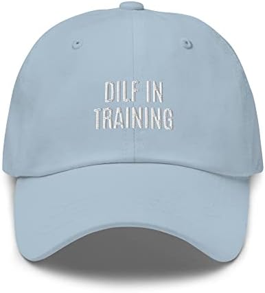 Dilf на обука везена бејзбол капа тато капа, смешна капа за момци за момци