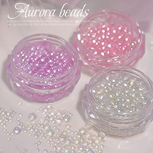 Houchu Nail Art Rhinestones Мешана големина AB 3D Nail Art Decoration Shrime Milkure Manicure додатоци за накит што прават украси