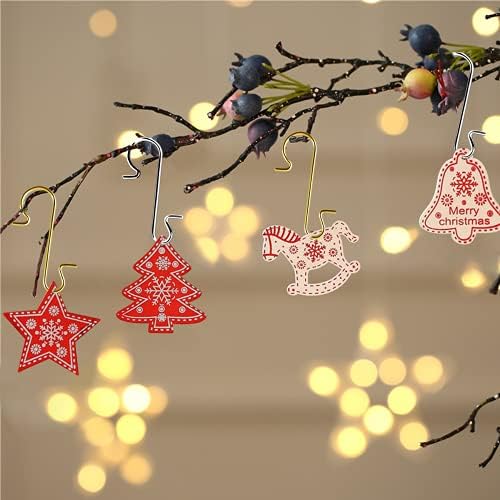240 парчиња Божиќни украси куки метални жица куки со облик на облик со кутија за складирање за куки за украси новогодишно дрво