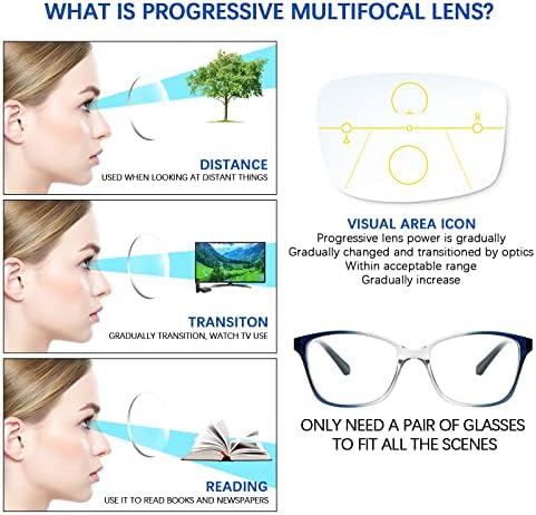 Прогресивни очила за читање на повеќефокуси за прогресивноста на пакетите со Stastend 3, сини светло блокирајќи мултифокални читатели за