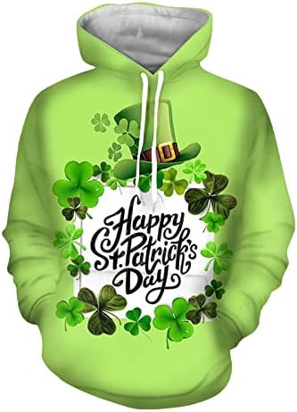 Ден на Сент Патрикс, дуксери за машки ирски врвови, пулвер, маичка со маичка со лекови, врвови со џемпери со долги ракави, дуксери