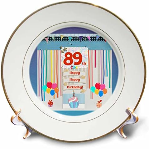 3drose Слика на 89 -та роденденска ознака, cupcake, свеќа, балони, подарок, стрими - плочи