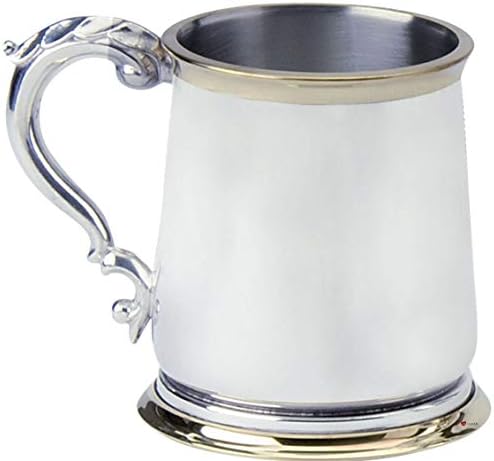 Јас LUV LTD Pewter Tankard Brass Класичен Облик Полиран Финиш 1pt Стаклена Основа