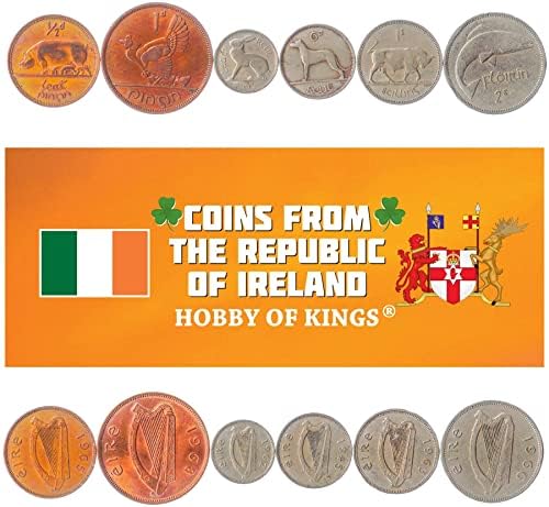 6 Монети Од Ирска / Ирска Колекција На Монети 1/2 леат пингин 1 пингин 3д Леат Реул 6д Реул 1 Скилинг 2с флоирин | Циркулирано 1939