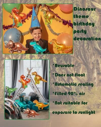 6 Парчиња Диносаурус Балони Мини Фолија Балон Комплет 3Д Диносаурус Балон ЗА Роденден Диносаурус Џунгла Тема Партија Бебе Туш