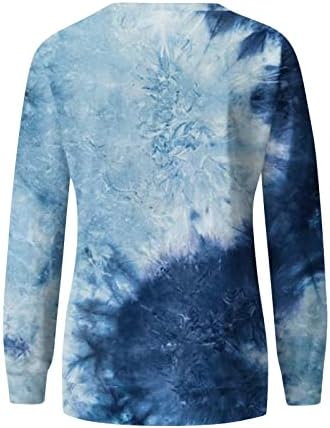Akollsppnsy Holiday Sweatshirts for Women Crewneck Tie-Dyed Bluses нема аспиратор плус големина женски пуловер џемпери
