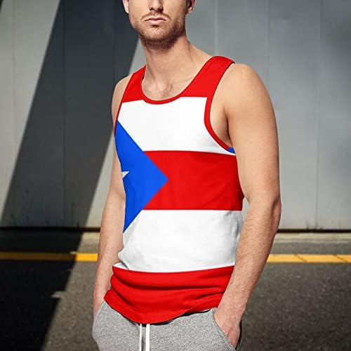 Порто Рико знаме за машка тренингот за вежбање врвни тенок фит ракави маици кошули Спортски елек