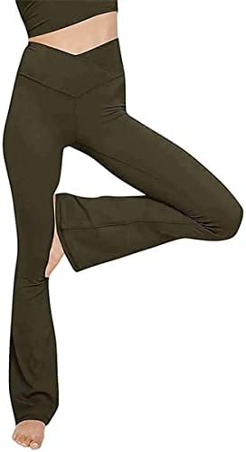 usecee flare јога панталони за жени со високи половини против вкрстени хеланки тренинзи панталони широки панталони за тренингот за