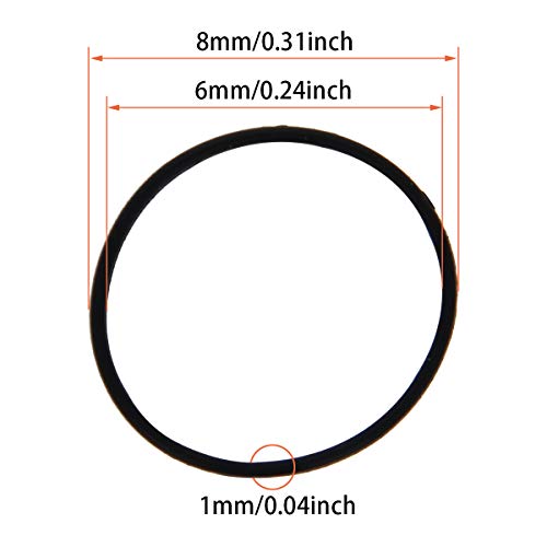 Bettomshin 20 парчиња нитрилна гума О-прстени, 8мм OD 6mm ID 1mm ширина, метрички буна-нитрил запечатување на заптивка за мијалник