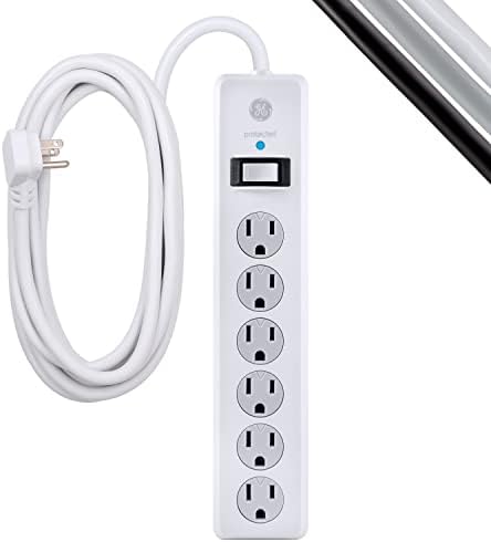 GE 6-Outlet Surge Protector, UL наведен, бел, 54649 & GE 6-Outlet Surge Protector, UL наведен, бел, 50770
