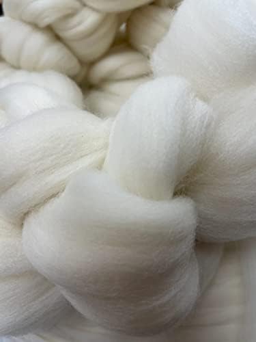 Револуција влакна Rambouilett Wool Top | 8 унци за вртење, фелинг, плетење и таписерија | природен недоволно бела волна на врвот