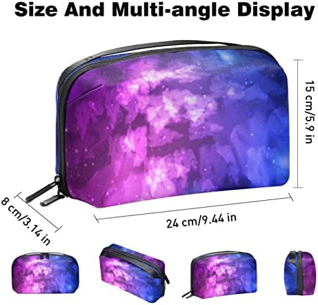 Козметичка Торба За Жени, Симпатични Пространи Водоотпорни Чанти За Шминка Патуваат Ѕвездено Небо Виолетова Галаксија Тоалетна Торба Додатоци