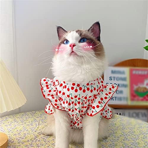 Houkai летна облека за домашно милениче облека за печатење на цреша за фустани за кошула со мали кучиња