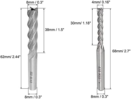 UXCELL 4MMX6MM HSS 4 ФЛУТИ директно секач за краен мел