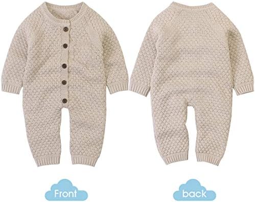 Олскром Бебе новороденче плетен џемпер Ромпер Лонглјв облека со памучни комбинезони со топла капа сет