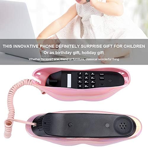 Fanightline телефон, розова усна HD квалитет на повик жичен десктоп телефон за домашна канцеларија декорација со број за складирање на броеви