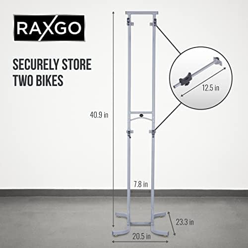 Решетка за складирање гаража Raxgo велосипед, 2 држачи за гаража за велосипеди, слободно, прилагодливи куки, за велосипеди на планина и пат,
