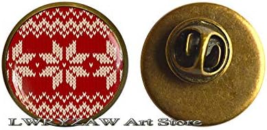 Црвен Божиќен џемпер брош, снегулка игла, накит од снегулки, скандинавски фолк уметност, Божиќен накит, Божиќни украси брош, М128