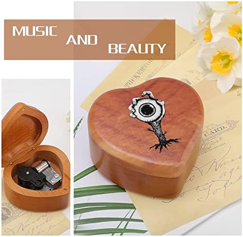 Големо црно око, музичка кутија за дрво гроздобер музички кутии подарок за Божиќ роденден Денот на вineубените во форма на срце
