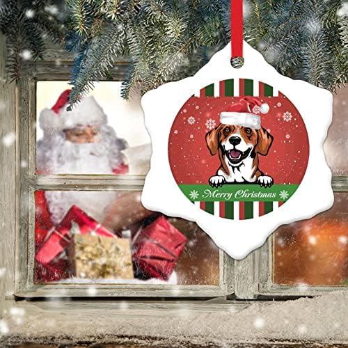 Снегулка црвена зелена лента украс за новогодишна елка Чоу Чоу куче Божиќни украси Подарок обичај куче со Дедо Мраз керамичко