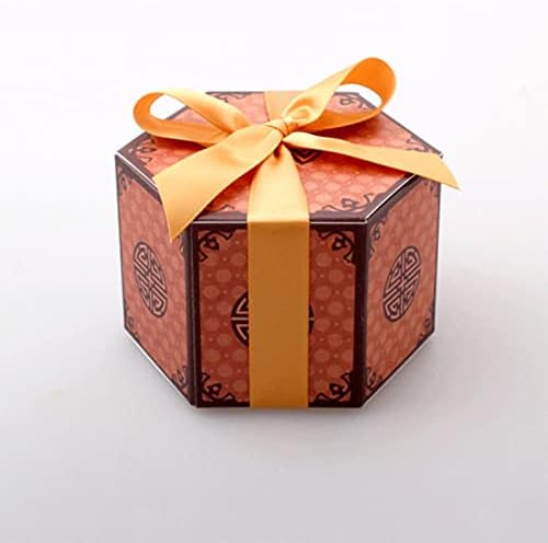 50 парчиња гроздобер креативна шестоаголна мала кутија за бонбони пакување преклопување новогодишна празнична кутија за подароци за забави 3.4 х3 х2. 2