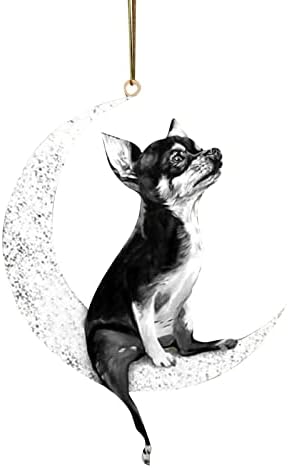 Кучето Приврзок Божиќ Креативен На Седи Месечината Декорација Дрвени Стринг Мониста Венец