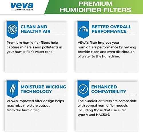 Замена на филтрите за овлажните овластувачи Veva 6 Pack за филтерот Honeywell A, HAC-504, HAC-504AW, HCM 350 и други модели на ладни магла