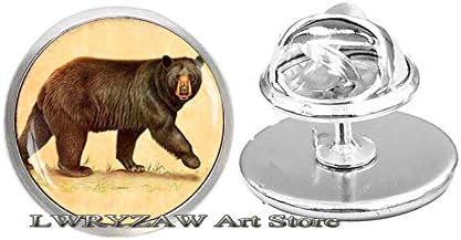 Мечка пин, мечка брош, мечка брош накит, накит со животински стил, брошут на уметнички печатени мечки, М13