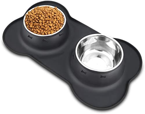 Чадови за храна за кучиња Asfrost, не'рѓосувачки челик, миленичиња чинии и чаши за вода за кучиња со без-пила и не-лизгање, чинии за