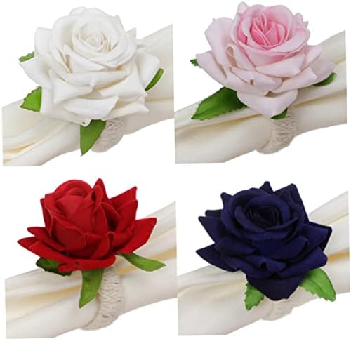 Ден на вinesубените, салфетка прстен роза цвет држач на салфетки за прстени за украс на маса 6 парчиња бело