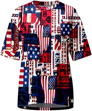 Кошули на 4 јули, женски американски кошула со кратки ракави со кратки ракави, околу 4 -ти јули кошули жени