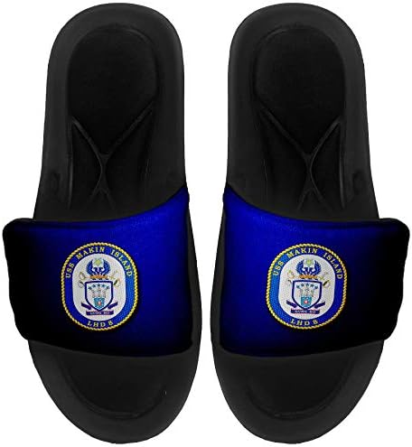 ExpressItbest Pushioned Slide -On сандали/слајдови за мажи, жени и млади - американска морнарица УСС Тарава (Деком