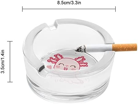 Симпатична Axolotl Cartoon Dance Glass Ashtrays за цигари Windproof Trash Can Printed Fancy Ash Shats за домашна канцеларија во хотел за внатрешни