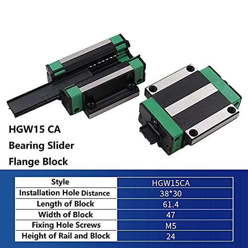 MSSOOMM 15mm HGW15 CNC Square Linear Guide Rail Comp 4PCS HGW15-44.09 INCH / 1120MM +8PCS HGW15 - CA FLANGE TYPE LEACHING LITER BLOCK LINEAR