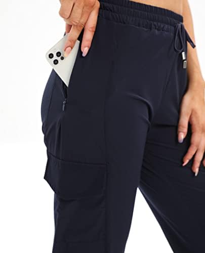 Siliteelon женски џогери Брзо суво лесна пешачка панталона Панталони кои трчаат салон на отворено со џебови со патенти