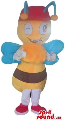 Spotsound сино крило мед пчела цртан филм лик маскота нас костум фенси фустан